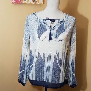 Rose & olive small Sheer Tassel Boho Feather top